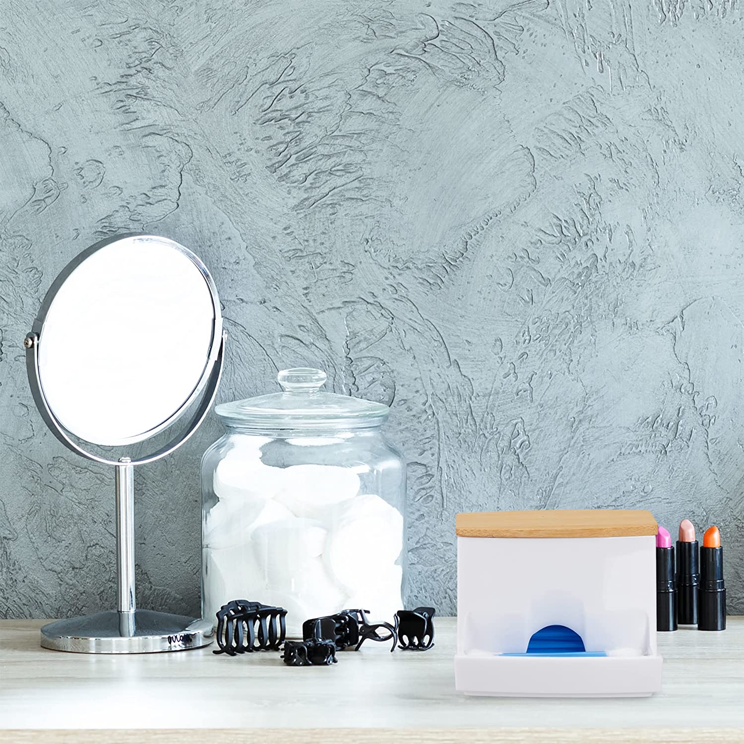 Relaxdays Ακρυλικό Κουτί Αποθήκευσης για Μπατονέτες - White / Natural - 4052025905965