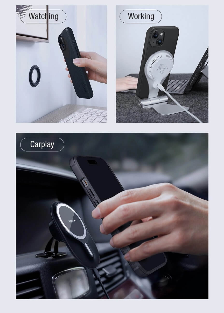 Nillkin iPhone 15 Super Frosted Shield Pro Rugged Magnetic Σκληρή Θήκη με MagSafe - Black