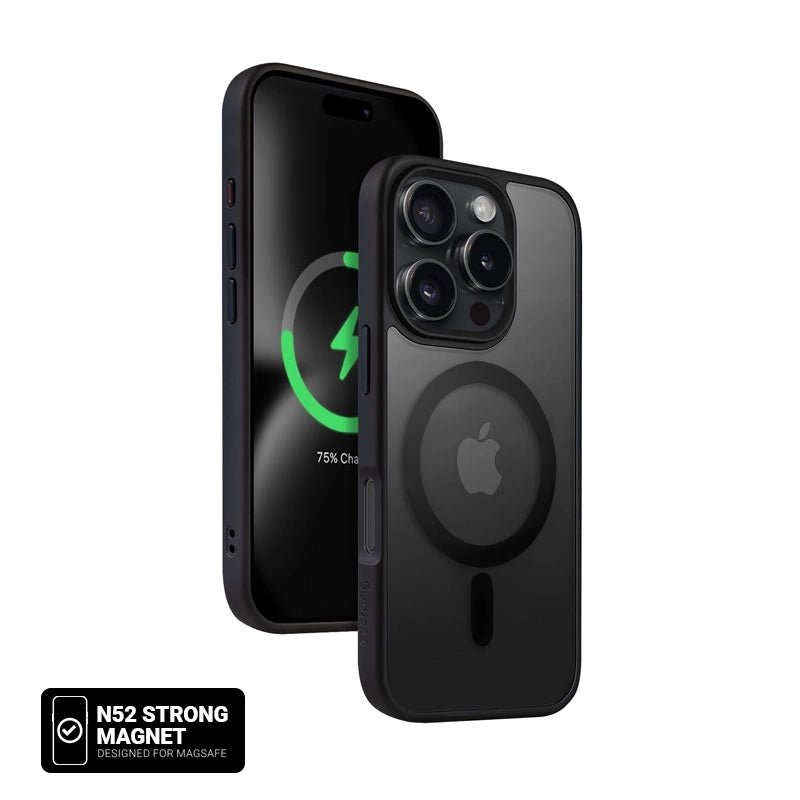 Crong iPhone 16 Pro Max Hybrid Frost Mag - Σκληρή Θήκη με Πλαίσιο Σιλικόνης και MagSafe - Black