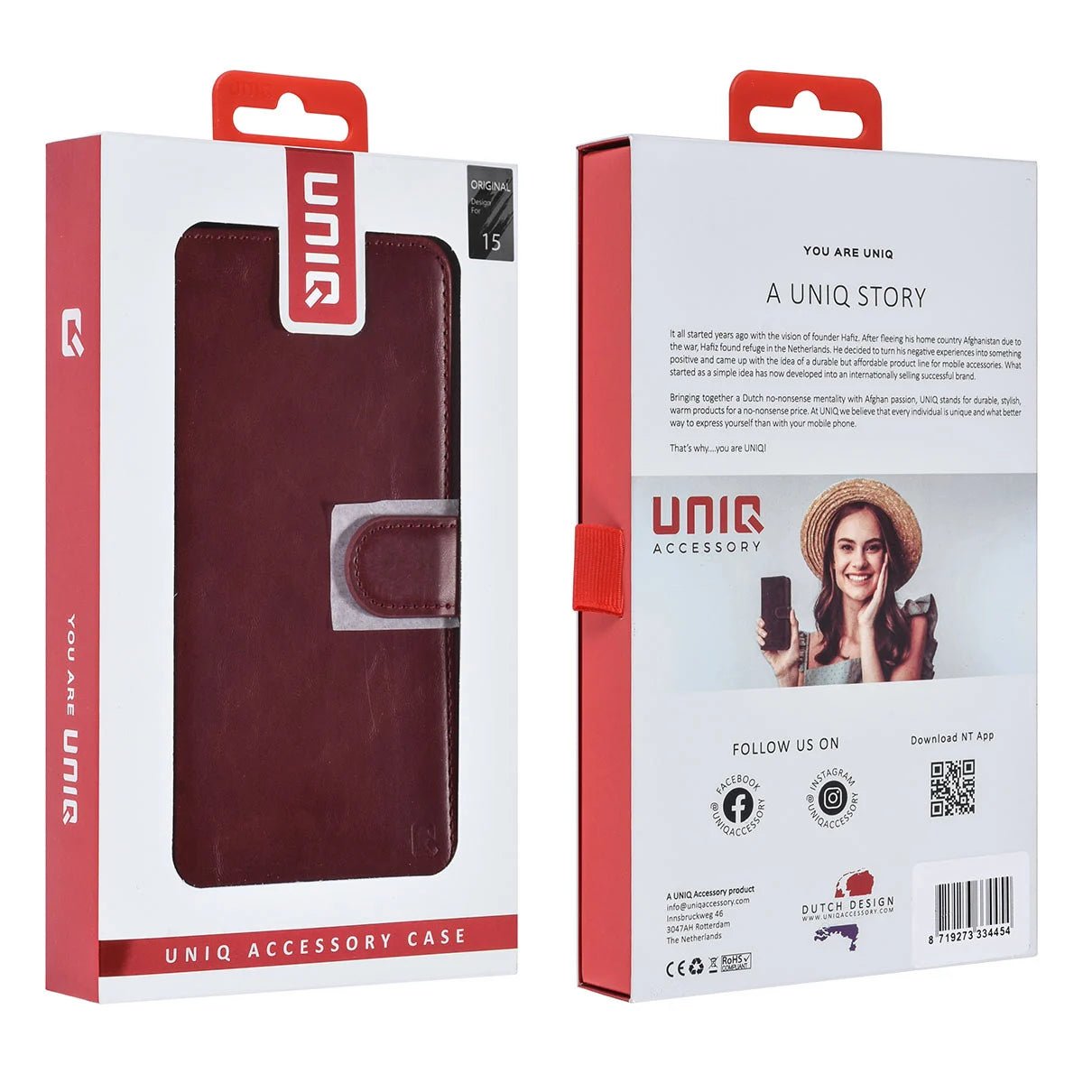 Tuniq iPhone 15 - 2 σε 1 - Θήκη Πορτοφόλι από Δερματίνη με Αποσπώμενη Θήκη - Κόκκινη