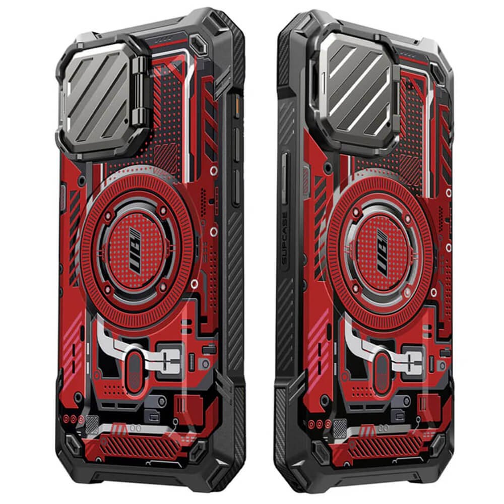 Supcase iPhone 15 Pro Max - Unicorn Beetle XT MagSafe - Σκληρή Θήκη με Προστασία Κάμερας / Stand - Red Circuit