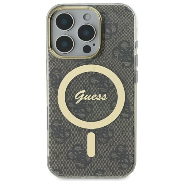 Guess iPhone 16 Pro - IML 4G MagSafe - Σκληρή Θήκη με Πλαίσιο Σιλικόνης και MagSafe - Brown - GUHMP16LH4STW
