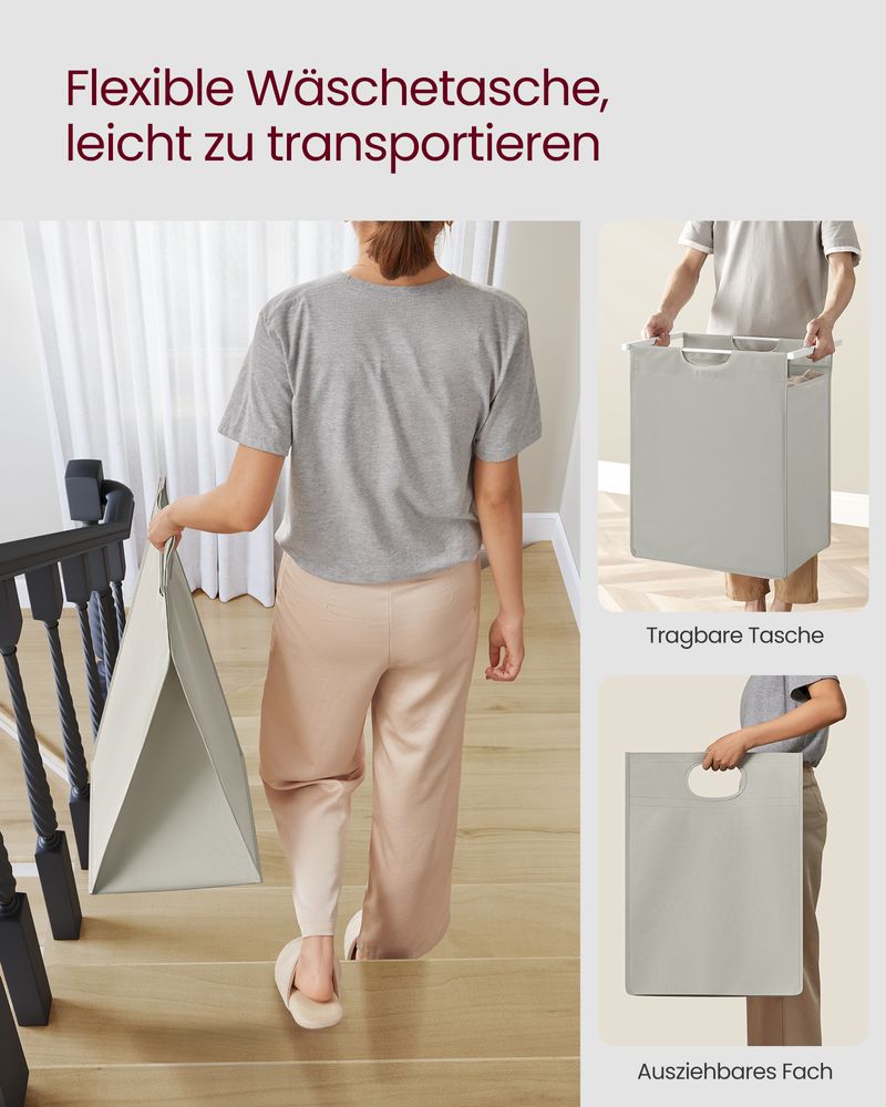 Vasagle Καλάθι Απλύτων με Ράφι - 65L - White - BLH101W01