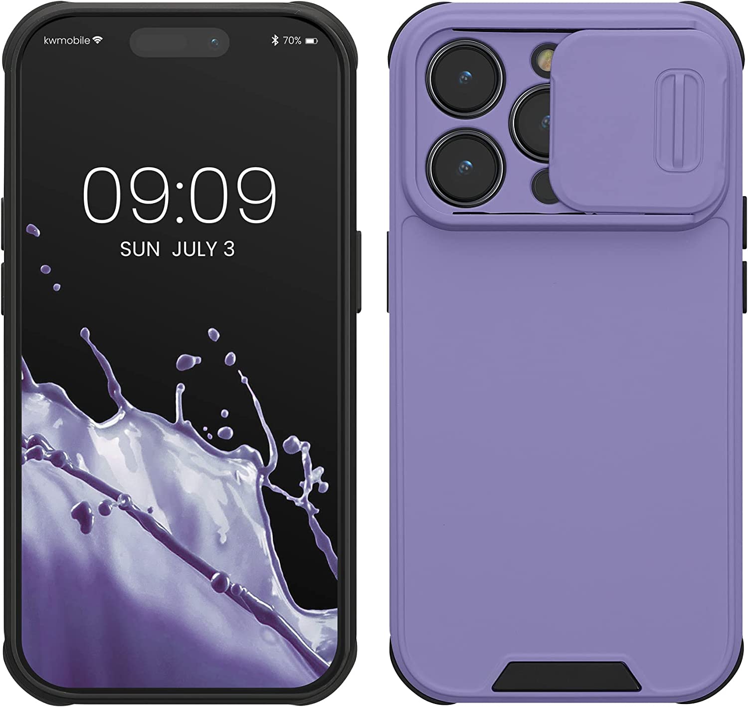 KW iPhone 14 Pro Hybrid Σκληρή Θήκη με Πλαίσιο Σιλικόνης TPU και Κάλυμμα για την Κάμερα - Orchid Purple - 60354.221