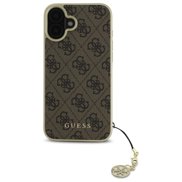 Guess iPhone 16 - 4G Charms Collection - Θήκη με Επένδυση Συνθετικού Δέρματος - Brown - GUHCP16SGF4GBR