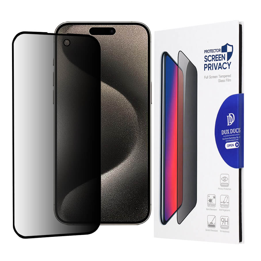 Dux Ducis iPhone 15 Pro Max 2.5D Glass Privacy 9H Full Screen Αντιχαρακτικό Γυαλί Οθόνης - Black