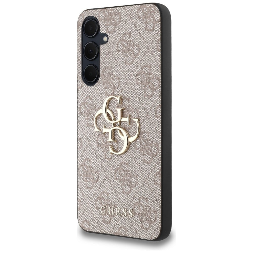 Guess Samsung Galaxy A35 5G - 4G Big Metal Logo - Θήκη με Επένδυση Συνθετικού Δέρματος - Pink - GUHCSA354GMGPI