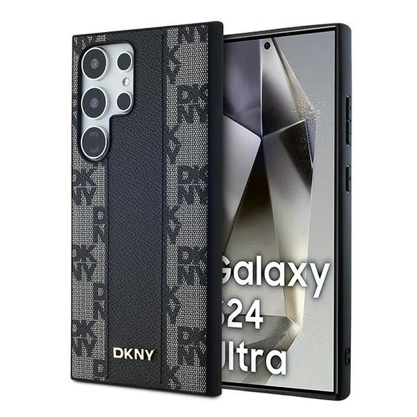DKNY Samsung Galaxy S24 Ultra - Leather Checkered Mono Pattern MagSafe Σκληρή Θήκη με Επένδυση Συνθετικού Δέρματος - Black
