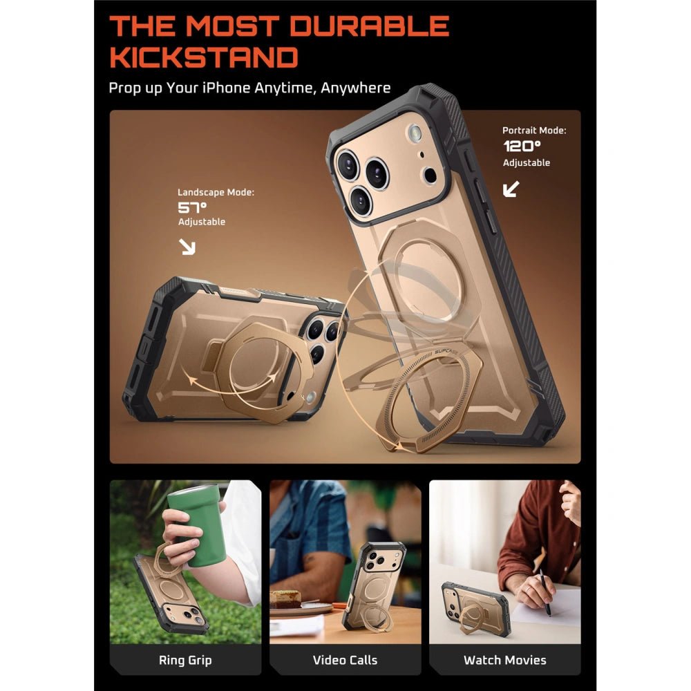 Supcase iPhone 17 Pro Max - UB Grip Pro Mag - Σκληρή Θήκη με Προστασία Οθόνης και MagSafe / Stand - Desert Gold