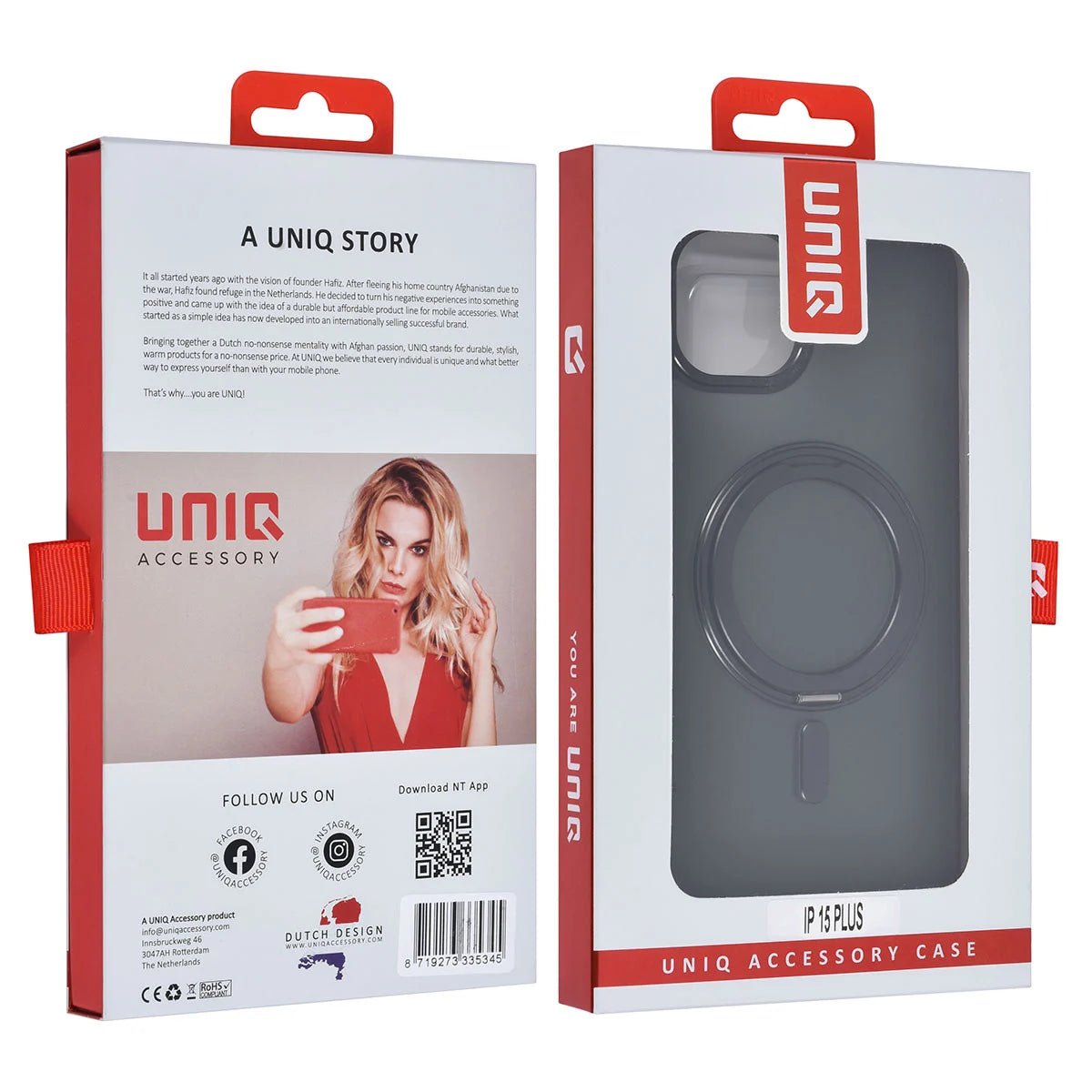 Tuniq iPhone 15 Plus / 14 Plus - Σκληρή MagSafe Θήκη με Περιστρεφόμενο Δαχτυλίδι Συγκράτησης - Μαύρο