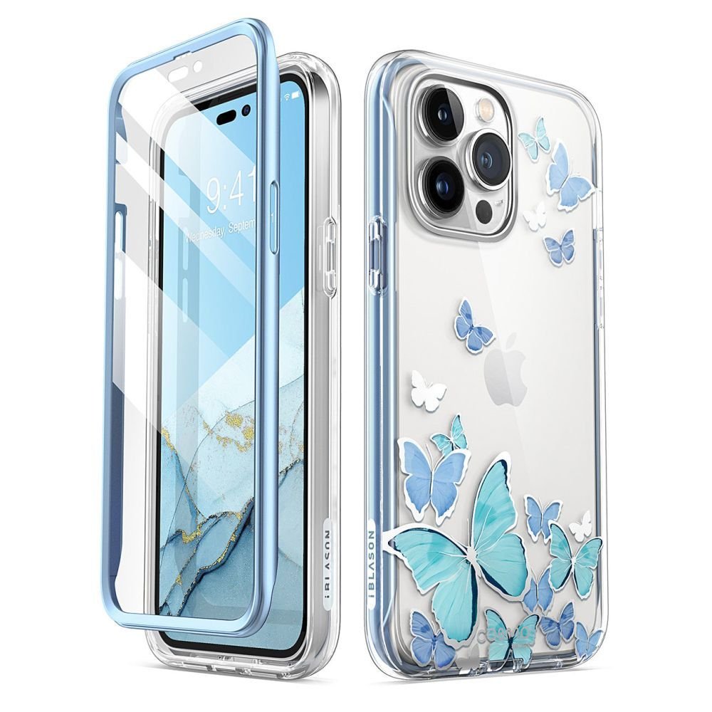 i - Blason iPhone 14 Pro Cosmo Σκληρή Θήκη με Πλαίσιο Σιλικόνης και Προστασία Οθόνης - Blue Fly
