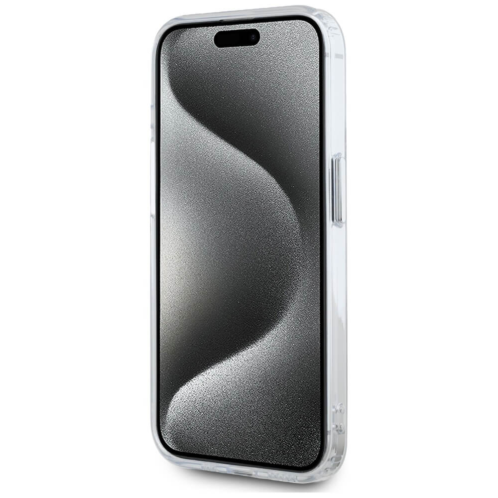 Karl Lagerfeld iPhone 15 Pro Max - IML Metal Karl Head - MagSafe Σκληρή Θήκη με Πλαίσιο Σιλικόνης - White - KLHMP15XHLSKIH