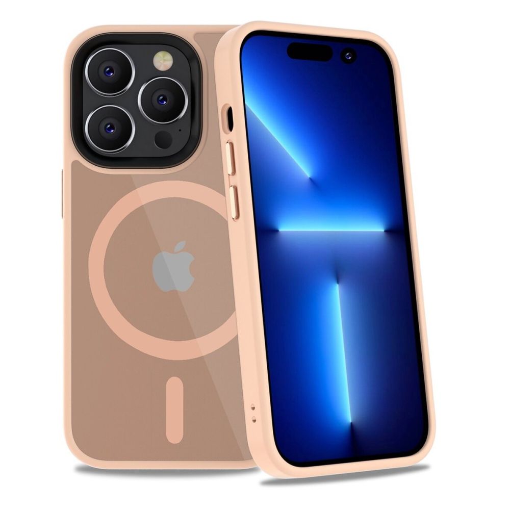 Tech - Protect iPhone 14 Pro Max MagMat Σκληρή Θήκη με Πλαίσιο Σιλικόνης και MagSafe - Matte Pink / Ημιδιάφανη