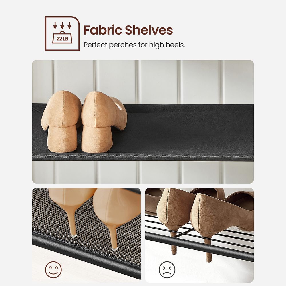 Vasagle Κρεμάστρα και Παπουτσοθήκη με 2 Ράφια και Κάθισμα - 32.2 x 64 x 180 cm - Vintage Brown / Black - HSR411KD01