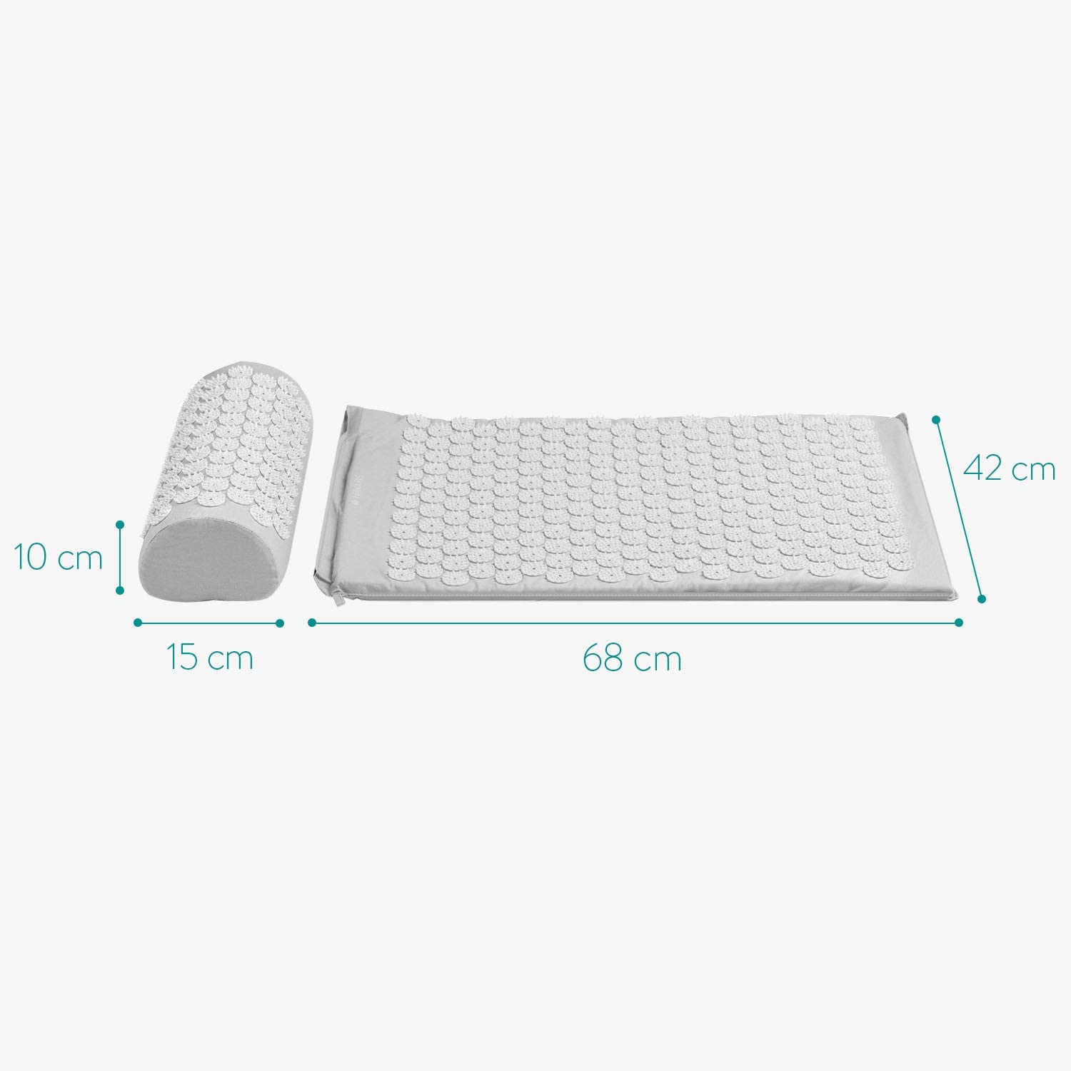 Navaris 2 - in - 1 Acupressure Mat and Pillow Set Σετ 2 σε 1 Χαλάκι και Μαξιλάρι Μασάζ - Grey / White - 43899.70