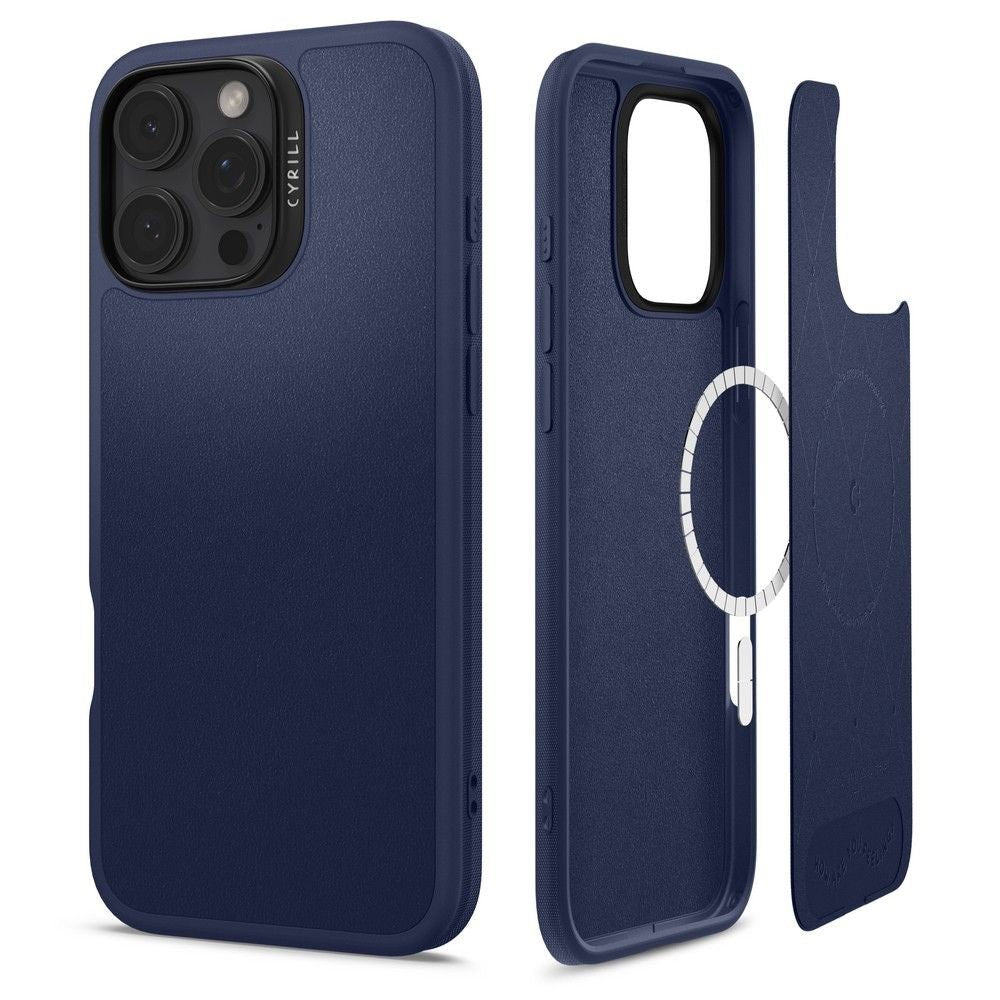 Spigen Cyrill iPhone 16 Pro Kajuk Mag Θήκη με Επένδυση Συνθετικού Δέρματος και MagSafe - Navy