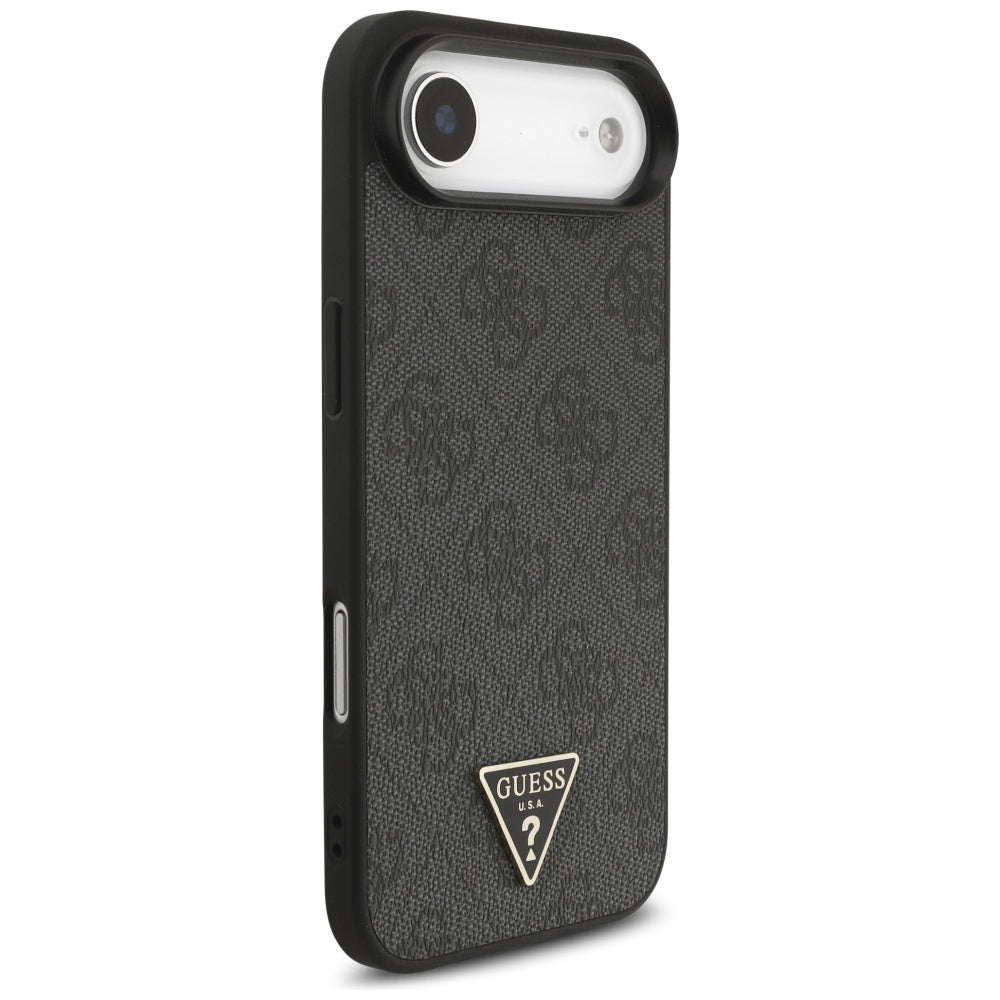 Guess iPhone Air - 4G Strap Triangle Logo MagSafe - Σκληρή Θήκη με Επένδυση Συνθετικού Δέρματος και Λουράκι - Black - GUHMP17MP4TSDPPSK