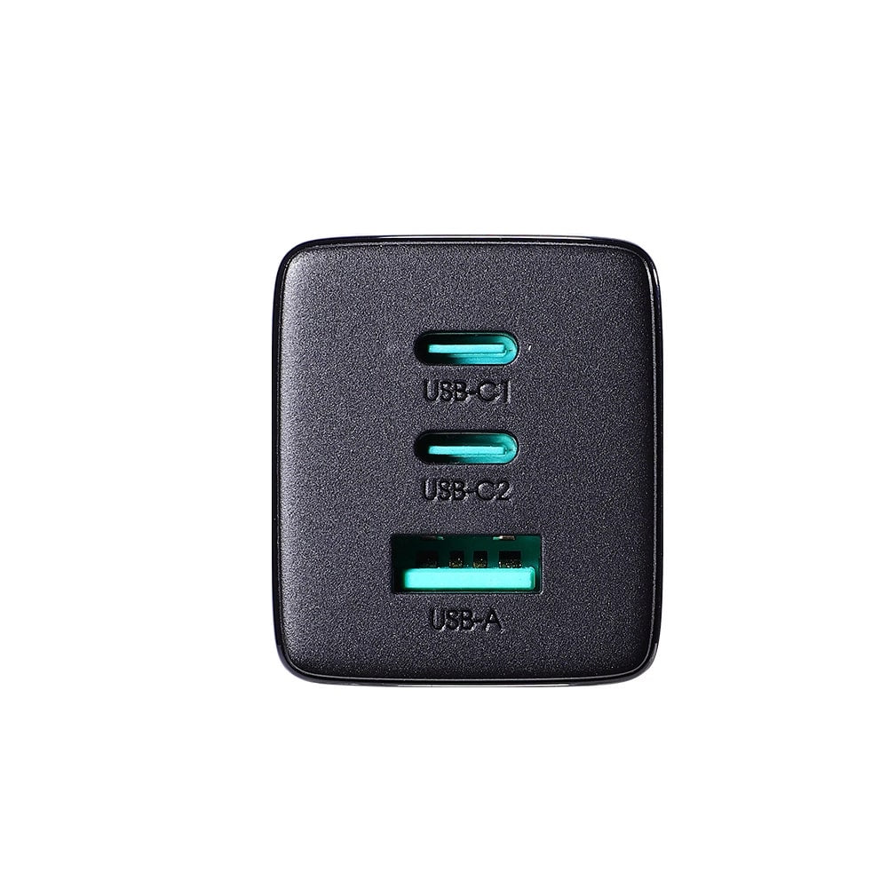 JOYROOM JR - TCG01 GAN 65W Οικιακός Φορτιστής Γρήγορης Φόρτισης με 2 Θύρες Type - C και 1 Θύρα USB και Καλώδιο Type - C to Type - C 100W - Black