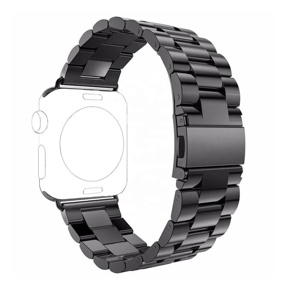Techsuit Λουράκι Apple Watch 4/5/6/7/8/9/10/11 - SE (1/2/3) - ULTRA (1/2/3) - 44/45/46/49mm Watchband W036 Μπρασελέ από Ανοξείδωτο Ατσάλι - Black