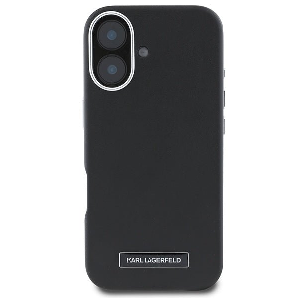 Karl Lagerfeld iPhone 16 Plus - FW Metal Plate MagSafe Σκληρή Θήκη με Επένδυση Συνθετικού Δέρματος - Black - KLHMP16MPGMSRPK