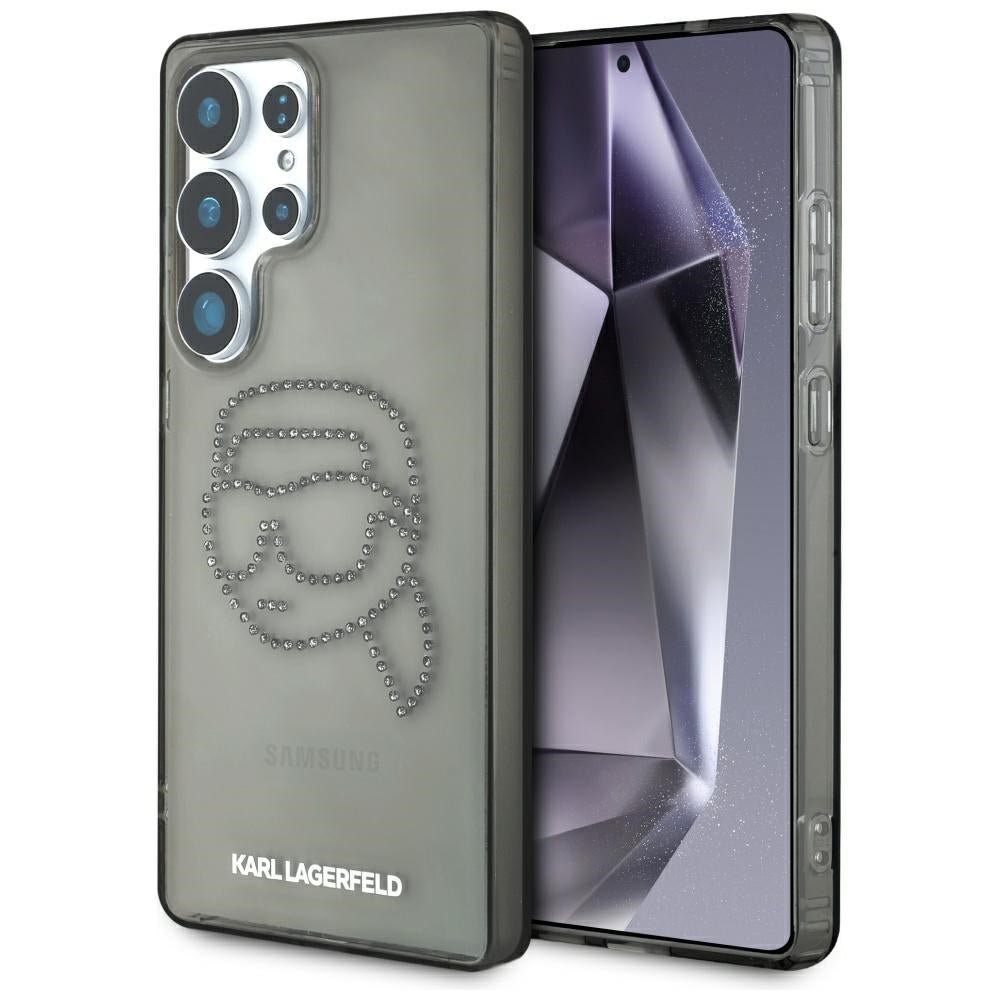 Karl Lagerfeld Samsung Galaxy S25 Ultra - Rhinestones Karl Head Logo - Σκληρή Θήκη με Πλαίσιο Σιλικόνης - Black - KLHCS25LHKHDCELK