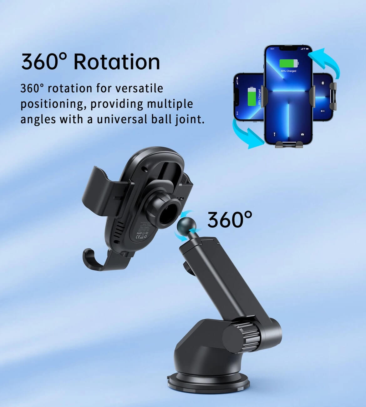 Choetech T203 - F Βάση Αυτοκινήτου για το Ταμπλό με Ασύρματη Φόρτιση 15W - Black