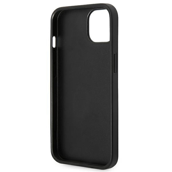 Karl Lagerfeld iPhone 14 - Saffiano Choupette Head Patch Σκληρή Θήκη με Επένδυση Συνθετικού Δέρματος και Πλαίσιο Σιλικόνης - Black - KLHCP14SSAPCHK