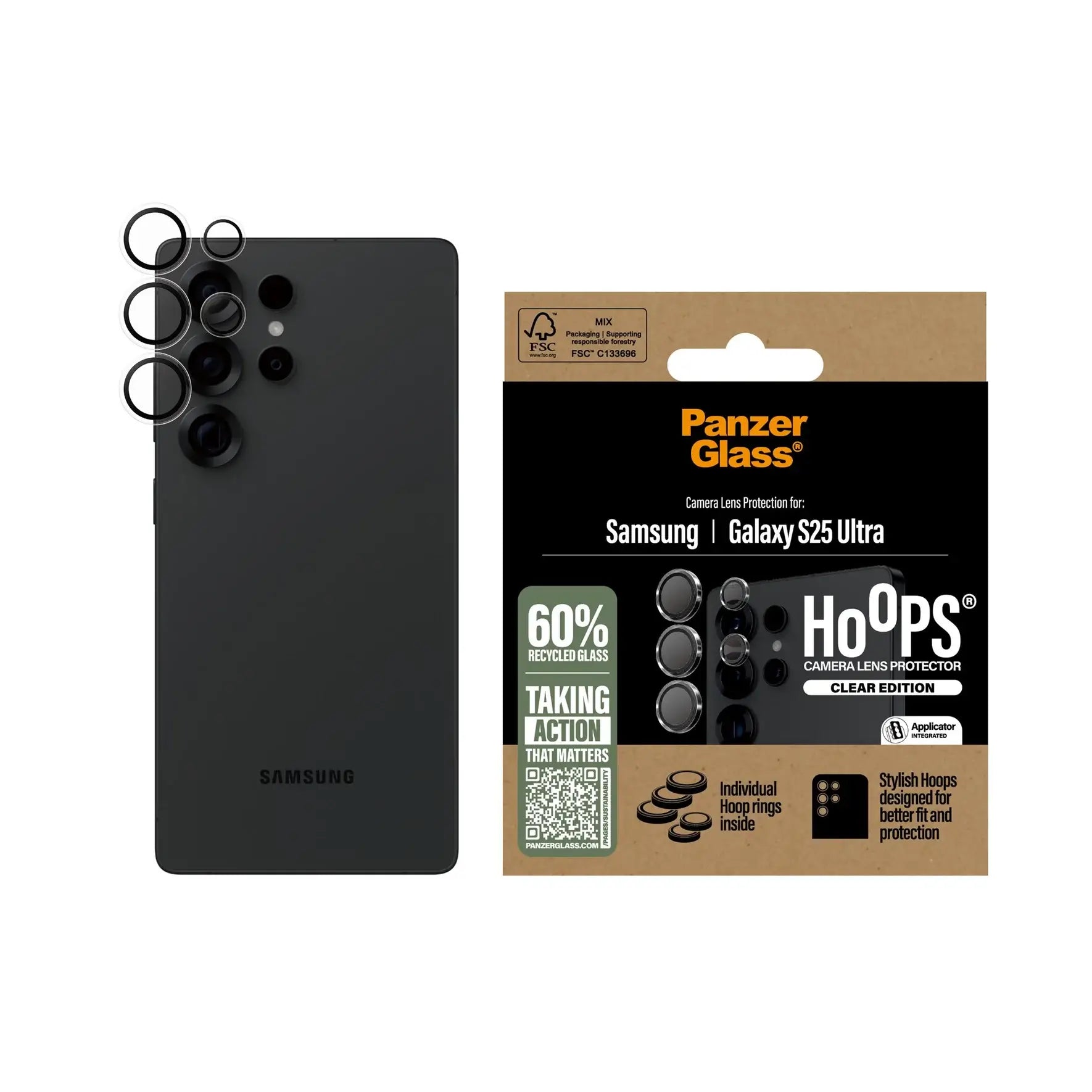 PanzerGlass Samsung Galaxy S25 Ultra Hoops Camera Lens Protector Αντιχαρακτικό Γυαλί για την Κάμερα - Διάφανο