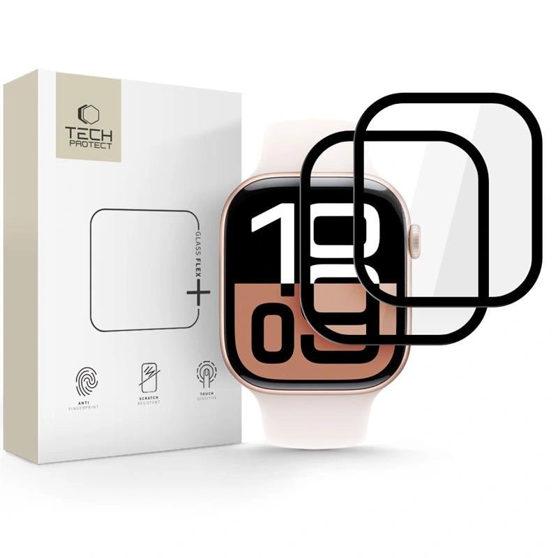 Tech - Protect Προστασία Οθόνης Apple Watch 10/11 - 42mm - Glass Flex+ Hybrid - 7H Αντιχαρακτικό Γυαλί Οθόνης - 2 Τεμάχια - Black