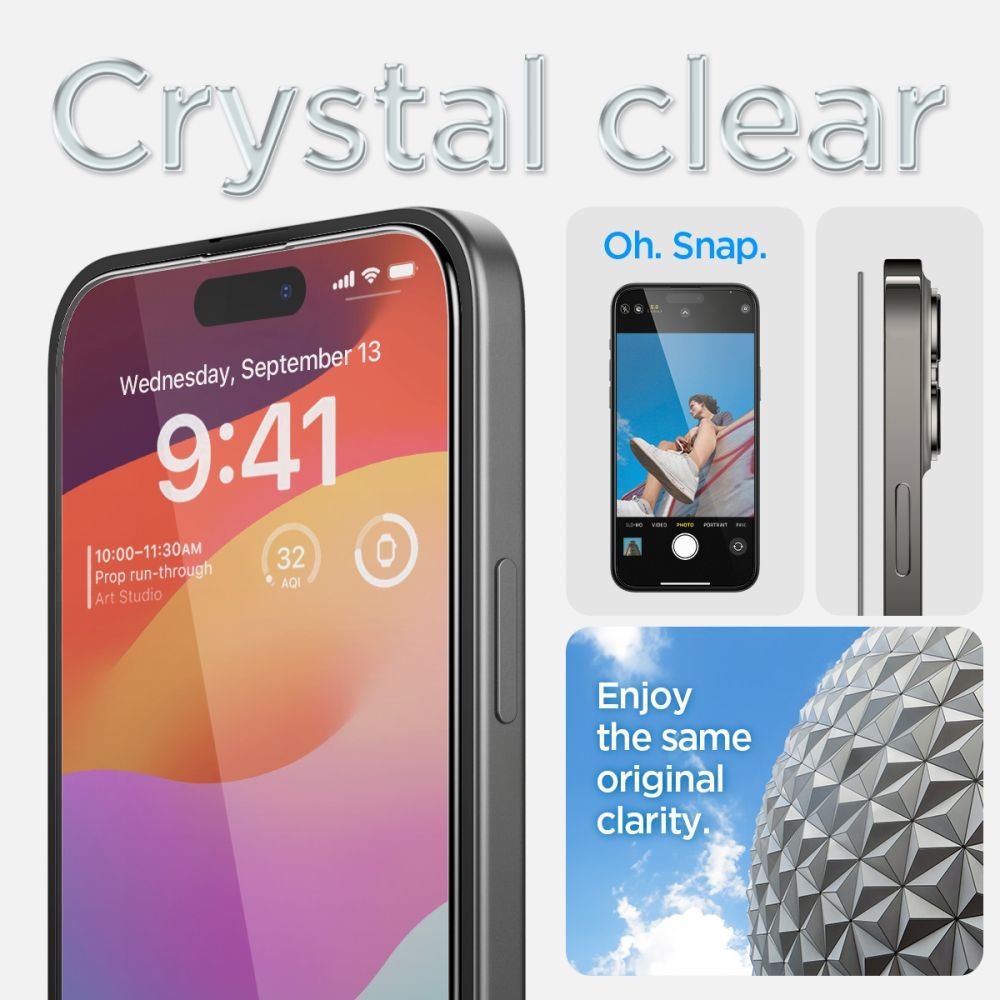 Spigen iPhone 15 Plus Glas.TR EZ Fit FC 0.3mm 2.5D 9H Case Friendly Full Screen Tempered Glass Αντιχαρακτικό Γυαλί Οθόνης - 2 Τεμάχια - Black