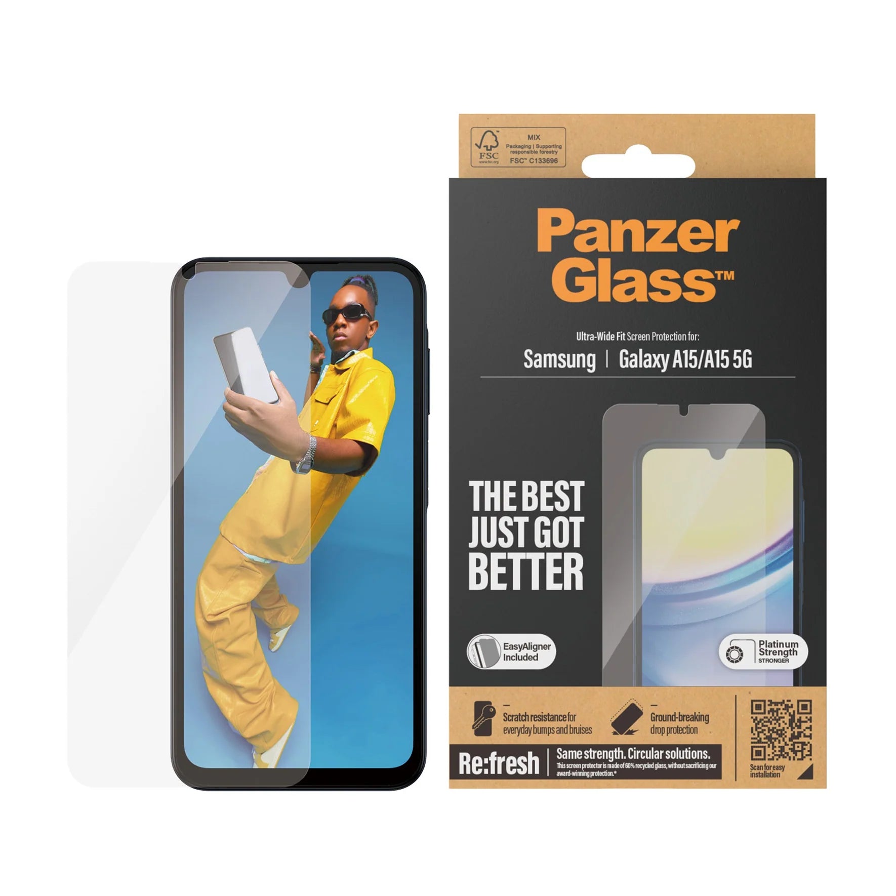 PanzerGlass Samsung Galaxy A15 4G / A15 5G Ultra - Wide Fit Case Friendly Full Screen Αντιχαρακτικό Γυαλί Οθόνης - Διάφανο