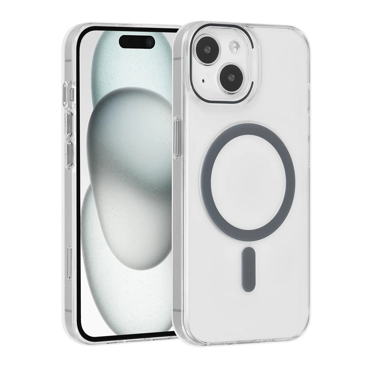 Tuniq iPhone 15 - MagSafe Σκληρή Θήκη με Πλαίσιο Σιλικόνης - Διάφανη / Γκρι