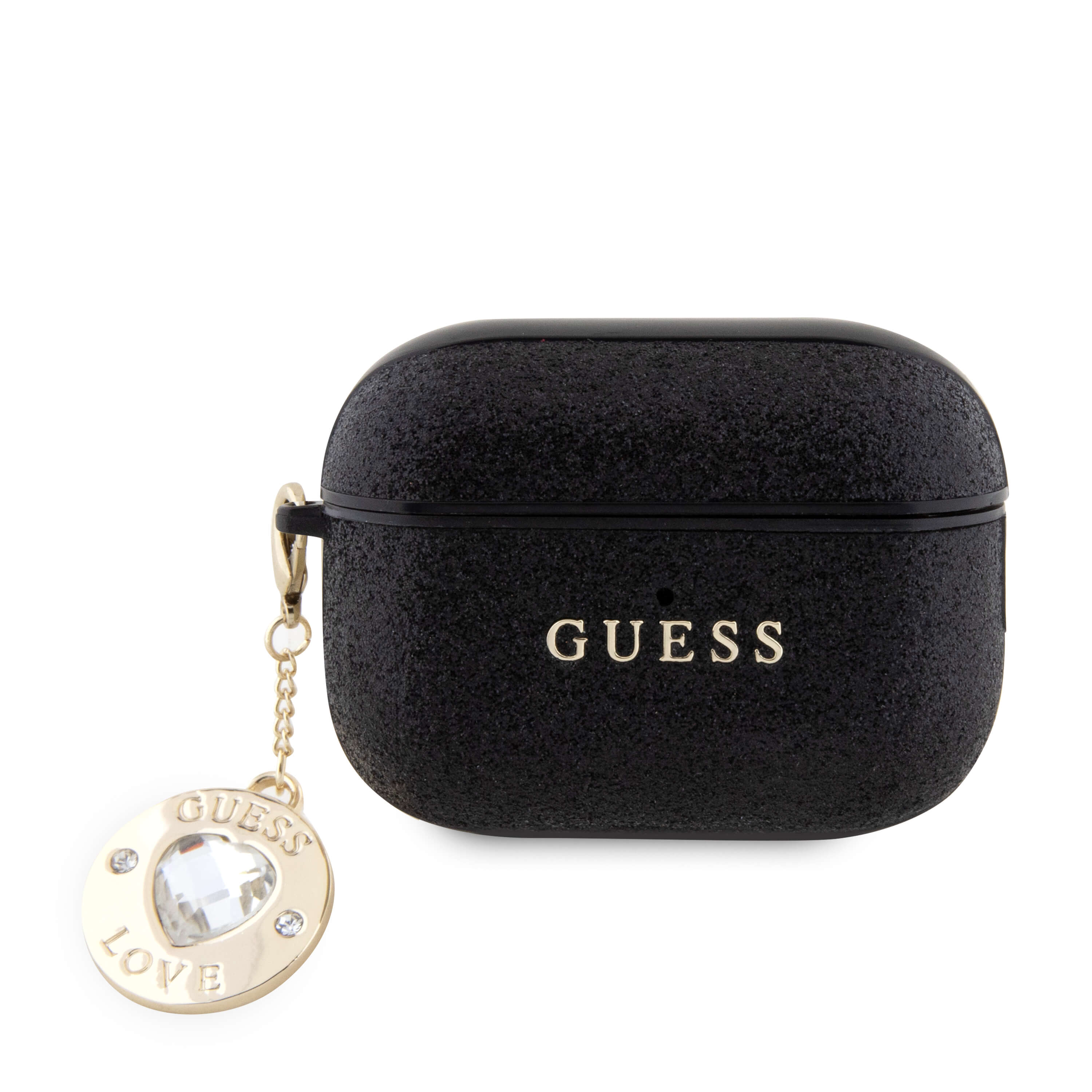 Guess AirPods Pro 2 Θήκη Σιλικόνης - Fixed Glitter Heart Diamond Charm - Black