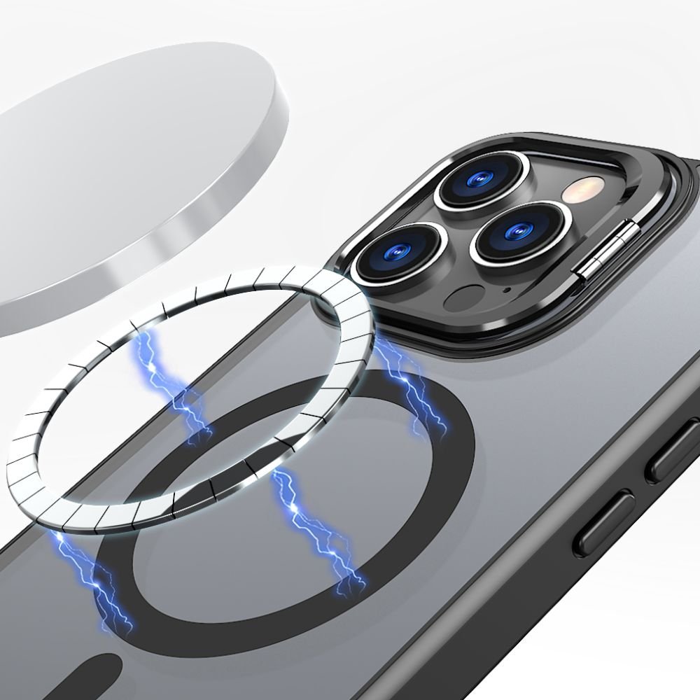 Tech - Protect iPhone 16 Pro Magstand MagSafe Σκληρή Θήκη με Πλαίσιο Σιλικόνης και Stand - Matte Black / Ημιδιάφανη