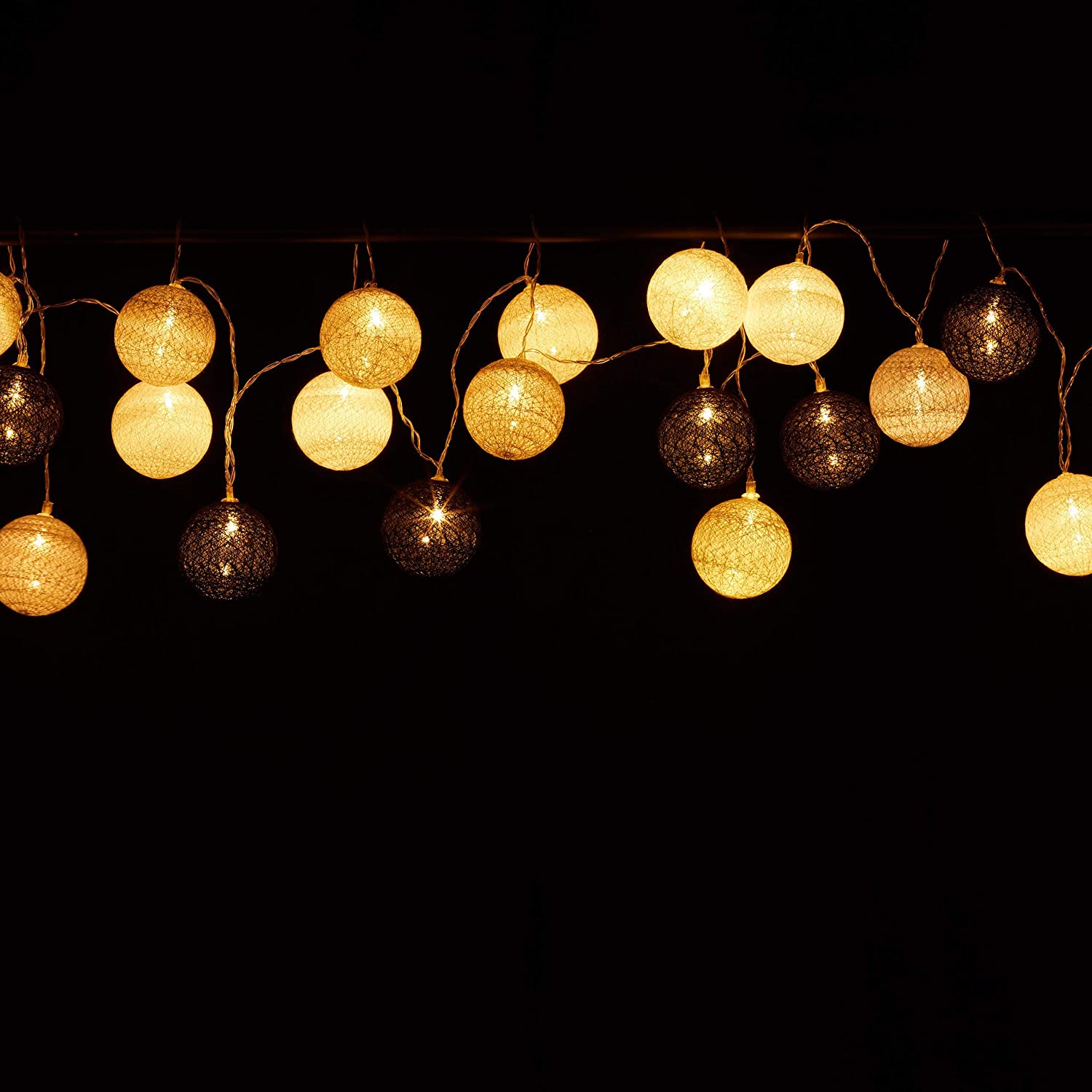 Relaxdays Σετ με 20 Φωτάκια - Μπάλες με Φωτισμό LED - White / Gray / Black - 4052025942878