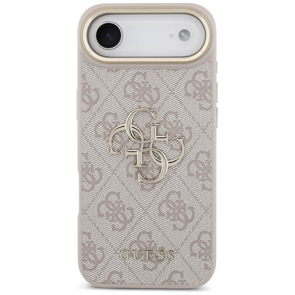Guess iPhone Air - 4G Big 4G Classic Logo - Σκληρή Θήκη με Πλαίσιο Σιλικόνης και Επένδυση από Οικολογικό Δέρμα - Pink / Gold - GUHCP17M4GMGCPI