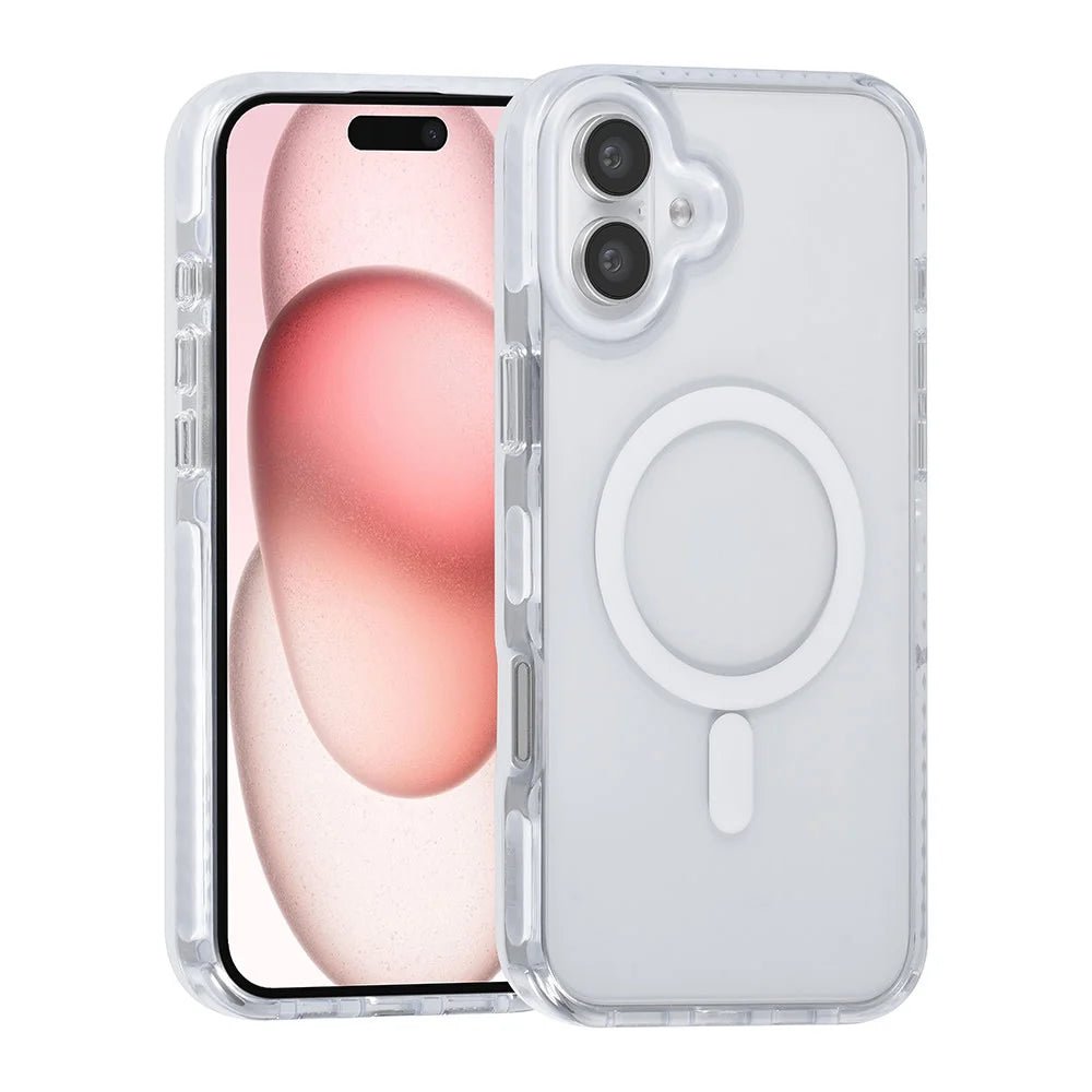 Tuniq iPhone 16 Plus - MagSafe Σκληρή Θήκη με Πλαίσιο Σιλικόνης και Λουράκι - Διάφανη / White
