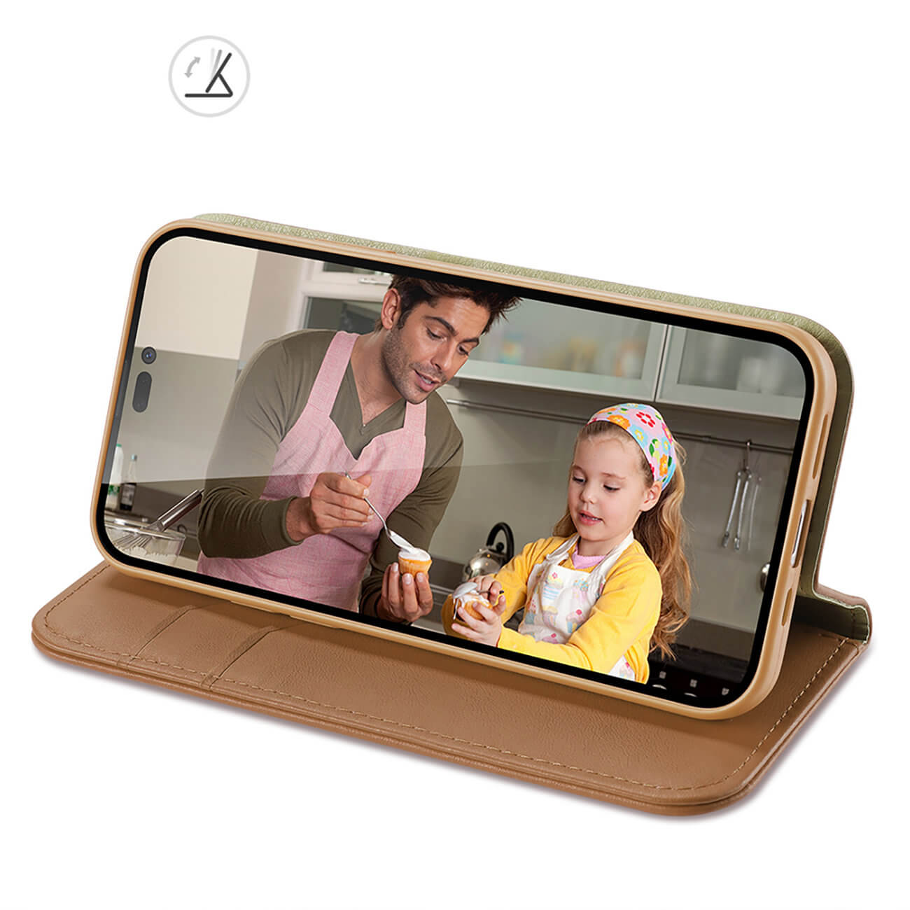 Dux Ducis iPhone 14 Pro Max Hivo Θήκη Πορτοφόλι Stand από Γνήσιο Δέρμα - Brown