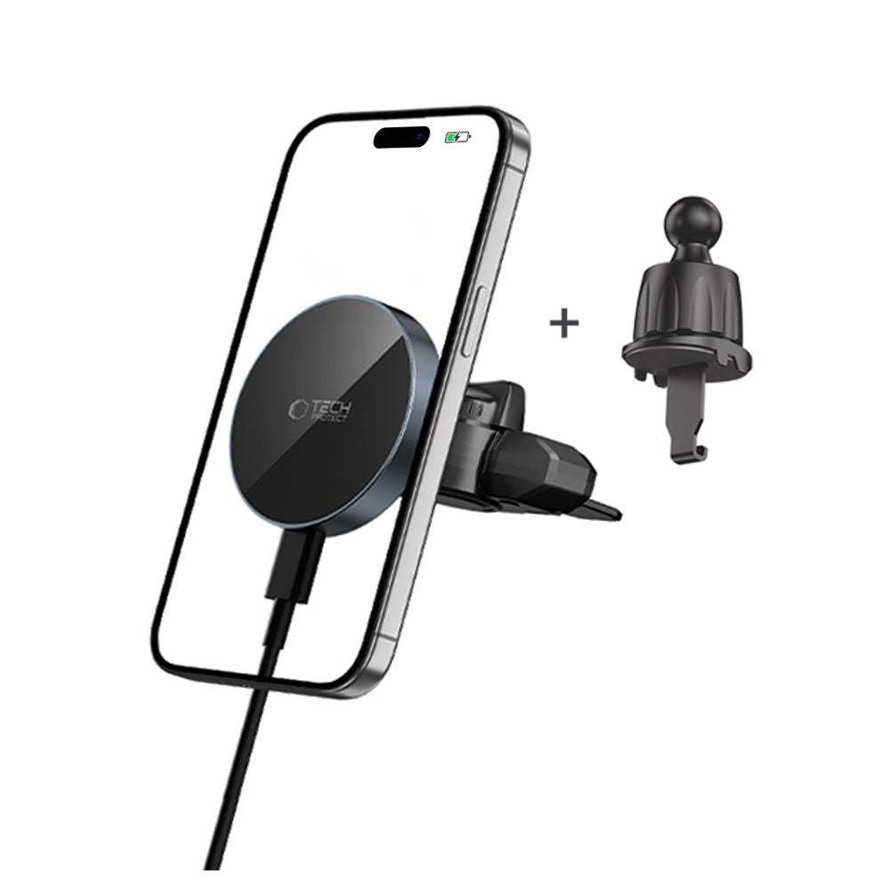 Tech - Protect MM15W - V5 Μαγνητική Βάση για τον Αεραγωγό / CD player του Αυτοκινήτου με Ασύρματη Φόρτιση MagSafe 15W - Black