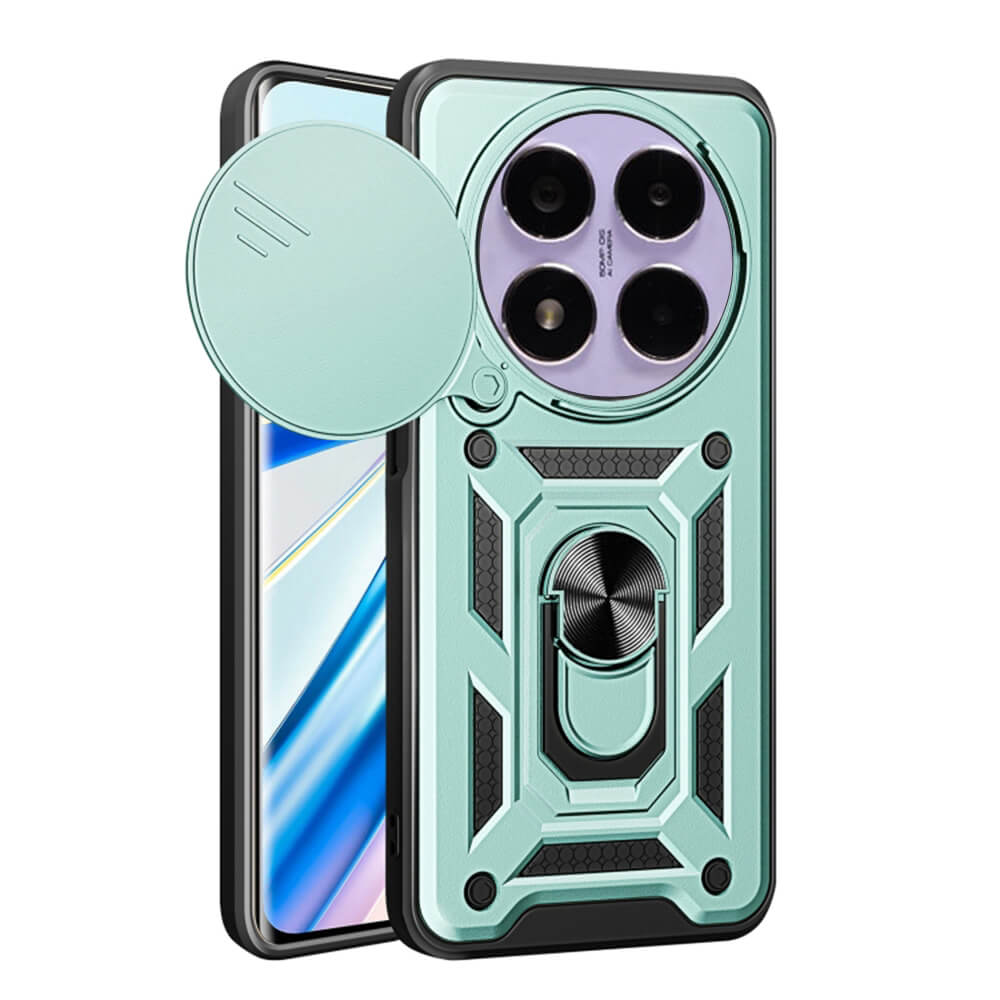 Techsuit Xiaomi Redmi Note 14 Pro 5G / Poco X7 - CamShield - Σκληρή Θήκη με Προστασία Καμερών και Δαχτυλίδι Συγκράτησης - Green