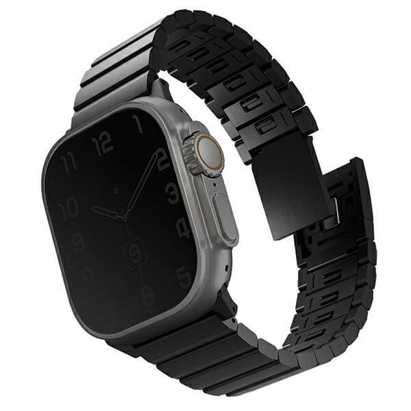 Uniq Λουράκι Apple Watch 2 / 3 / 4 / 5 / 6 / 7 / 8 / 9 / SE / SE 2 / Ultra / Ultra 2 - 42 / 44 / 45 / 49 mm Strova Mag από Ανοξείδωτο Ατσάλι - Midnight Black