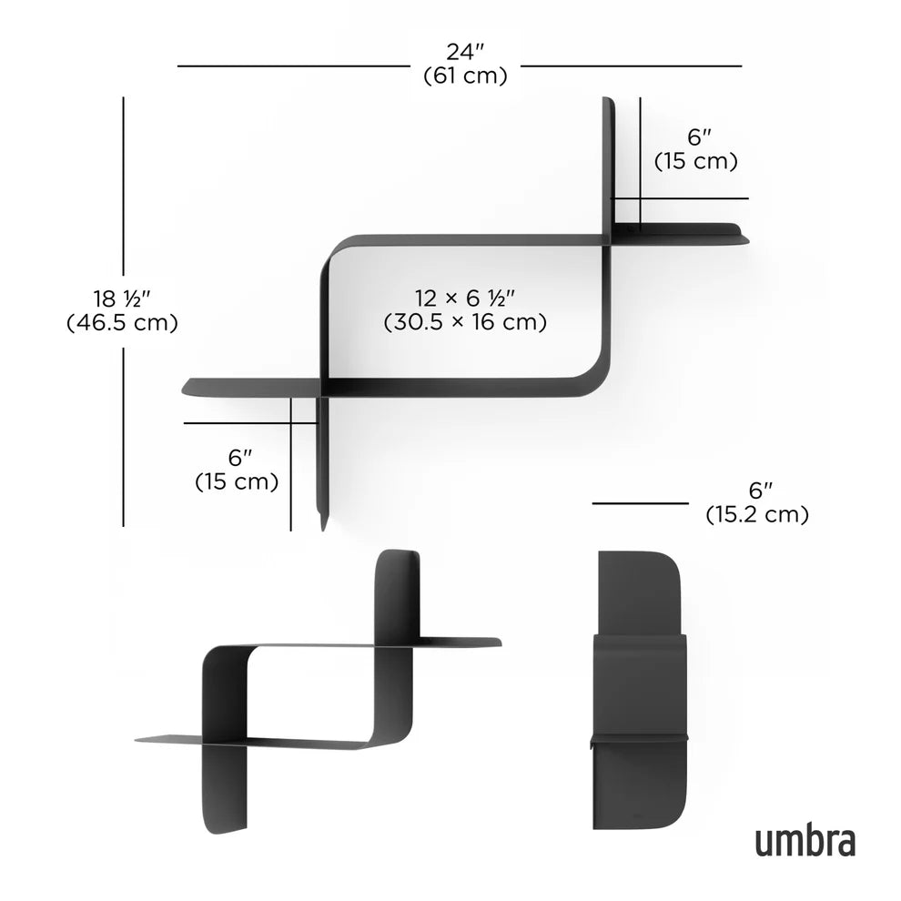 Umbra Montage Σετ με 2 Μεταλλικά Ράφια Τοίχου - Black