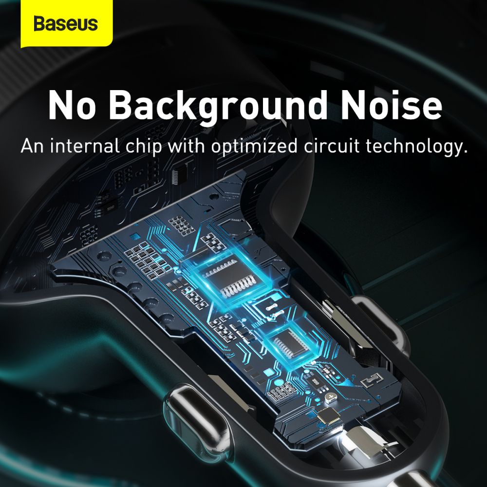 Baseus CCLH - 01 Car Charger and FM Transmitter 2xUSB QC3.0 για Αναπαραγωγή Μουσικής / Φόρτιση Κινητών στο Αυτοκίνητο - Black