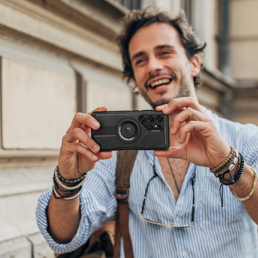 Tech - Protect Samsung Galaxy S25 Ultra - Kevlar MagSafe+ Σκληρή Θήκη με Προστασία για την Οθόνη / την Κάμερα και Stand - Black