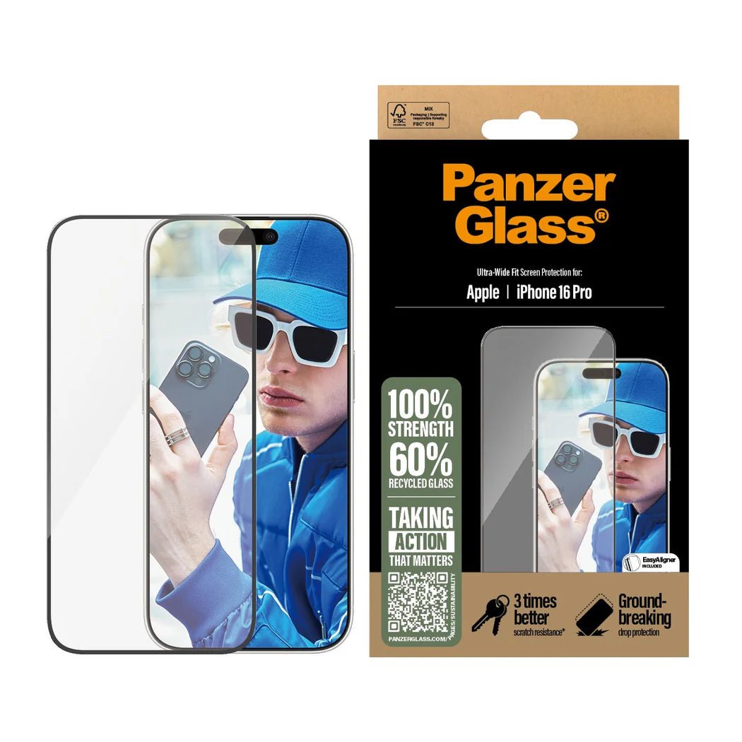 PanzerGlass iPhone 16 Pro - Ultra - Wide Fit Αντιχαρακτικό Γυαλί Οθόνης με Κιτ Τοποθέτησης - Black