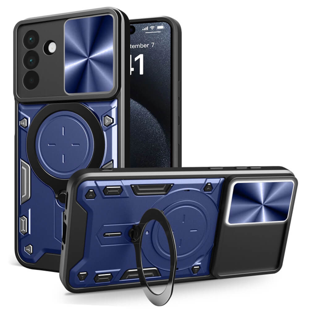 Techsuit Samsung Galaxy A56 5G - CamGuard Pro - Σκληρή Θήκη με Προστασία Καμερών και Δαχτυλίδι Συγκράτησης - Blue