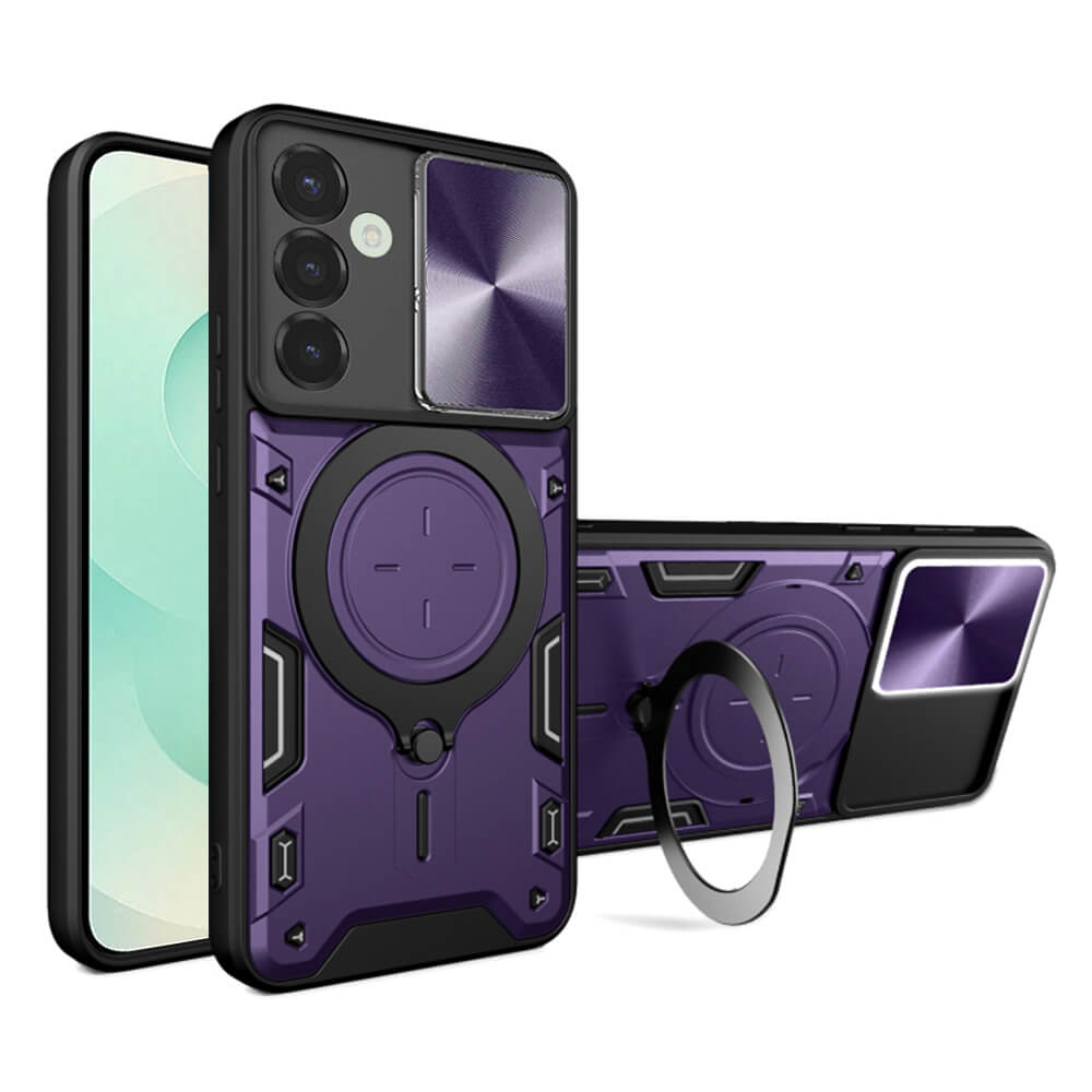Techsuit Samsung Galaxy S25 Plus - CamGuard Pro - Σκληρή Θήκη με Προστασία Καμερών και Δαχτυλίδι Συγκράτησης - Purple