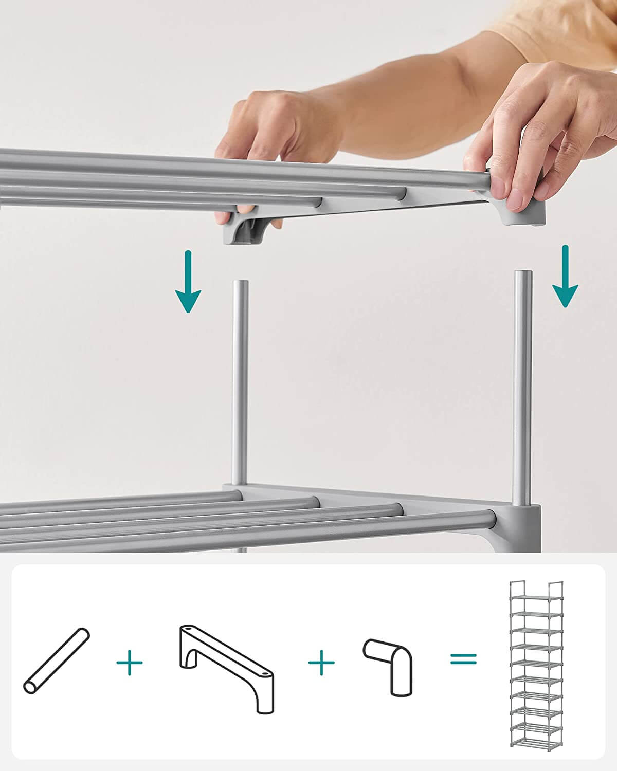 Songmics Μεταλλική Παπουτσοθήκη με 10 Ράφια - Grey - LSA025G02V1