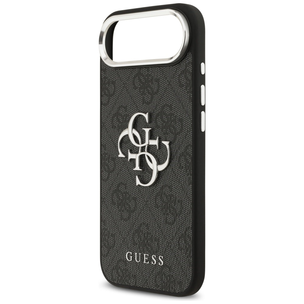 Guess iPhone Air - 4G Big 4G Classic Logo - Σκληρή Θήκη με Πλαίσιο Σιλικόνης και Επένδυση από Οικολογικό Δέρμα - Black / Silver - GUHCP17MP4G4SMCK