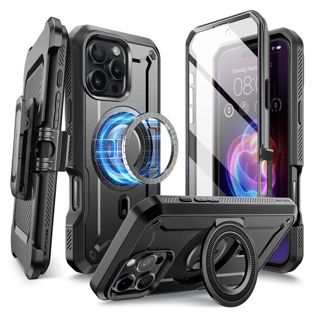 Supcase iPhone 16 Pro Max - UB Pro Mag Σκληρή Θήκη με Προστασία Οθόνης και Stand με MagSafe - Black